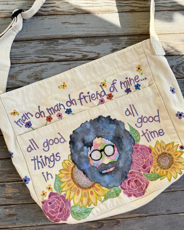 Hand-Painted Jerry Garcia 'Run for the Roses' Bag