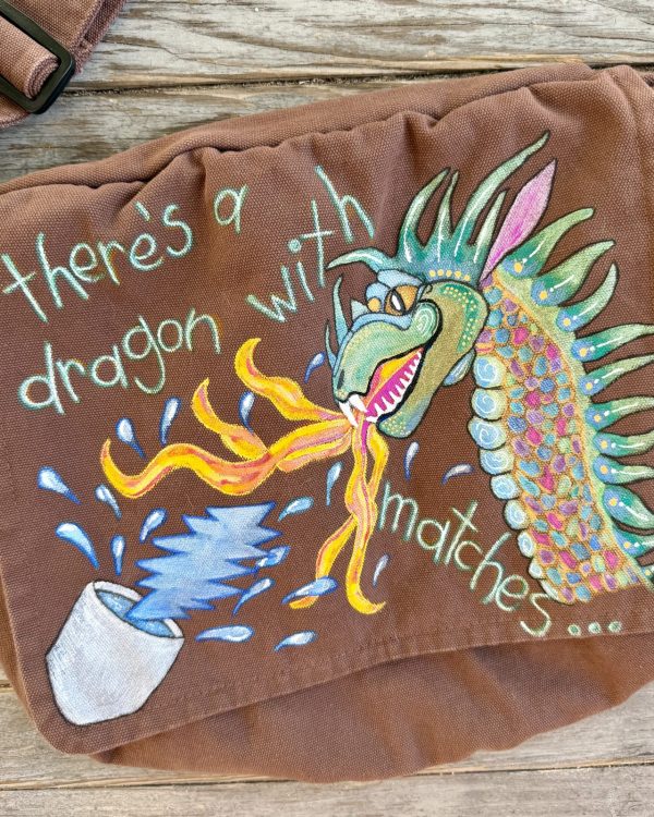 Hand-Painted 'Fire on the Mountain' Messenger Bag